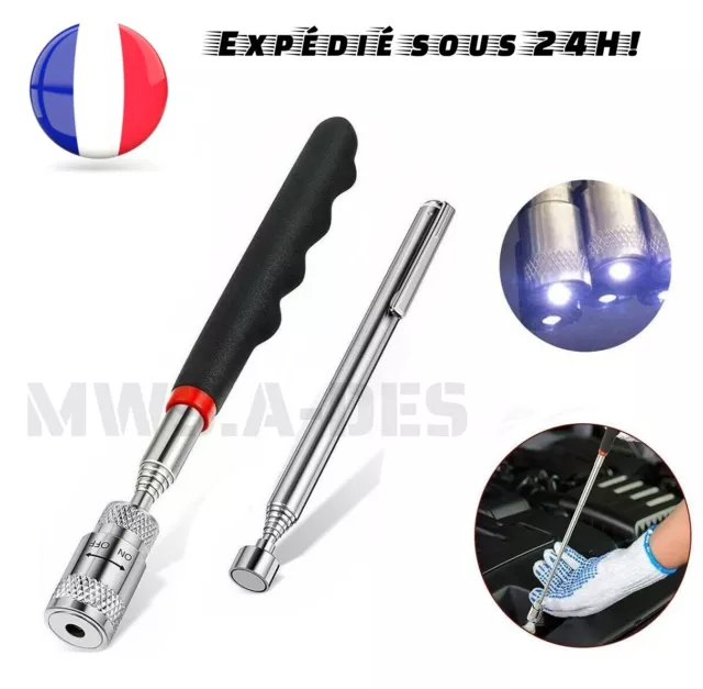 Tige Télescopique Led Baton Ramassage ★Aimant Puissant Magnétique Extensible +++