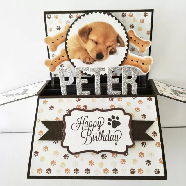 Handmade Name & Age Personalized birthday card, dog birthday card dog puppy card