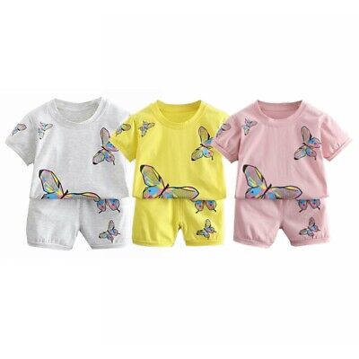 Toddler Baby Girls Clothes Set Short Sleeve T-shirt Elastic Shorts Sport Suit