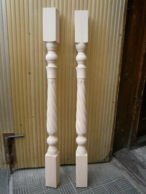 Spiral Twist Stair Balusters 2" Carved Wood Spindles Banisters Staircase Railing