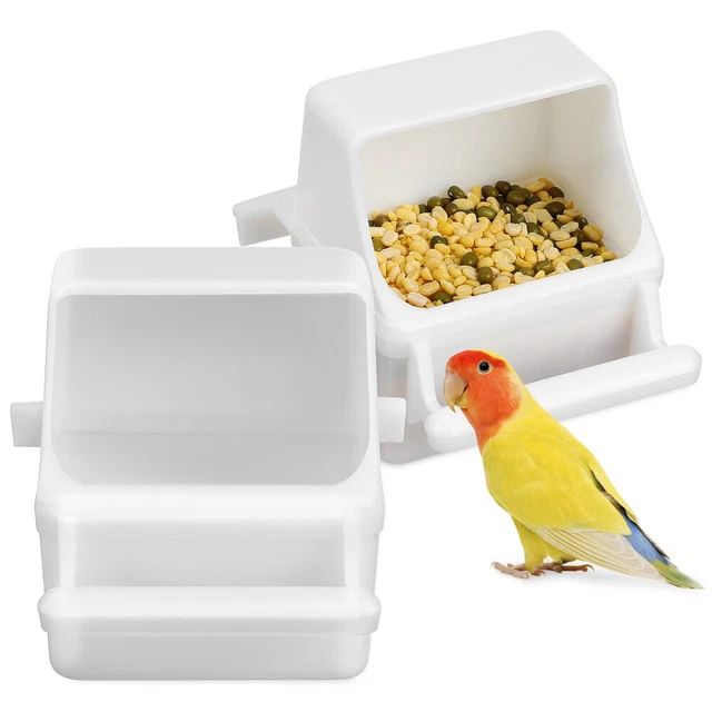 2 Pcs Food Box Bird Cage Feeder Bird Water Dispenser Container Feeding Box