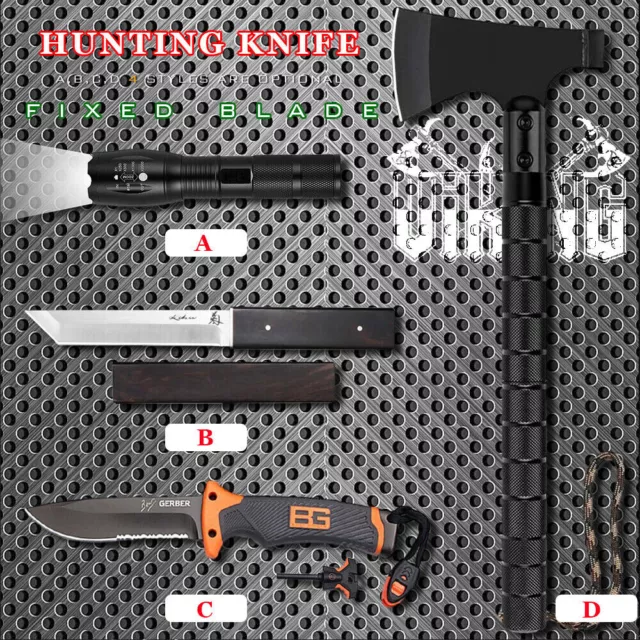 Hunting Fixed Blade Camping Knife Tactical Knife Military Axe Folding Hatchet US