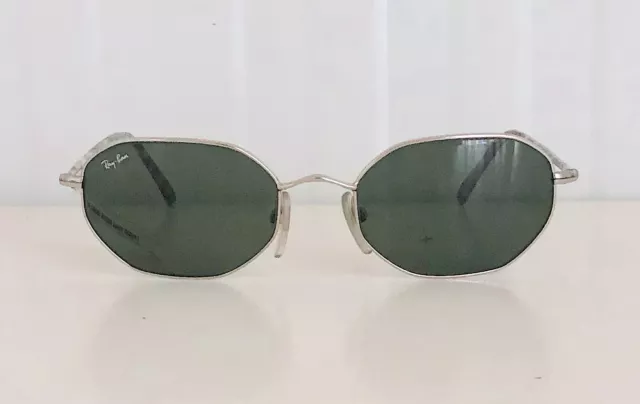 100% AUTH VINTAGE 1990's RAY BAN B&L OCTAGONAL SUNGLASSES W2651 SILVER & MARBLE