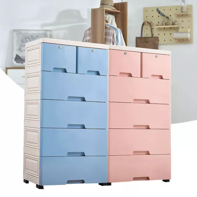Plastic Drawer Dresser Storage Cabinet 6 Drawers Closet Organizer Unit w/ Wheels