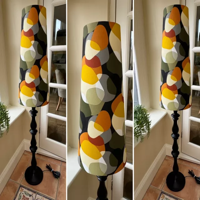 Retro Tall Tapered Cone Lamp Shade Sixties Fabric 60's 70's Vintage Bold Spot