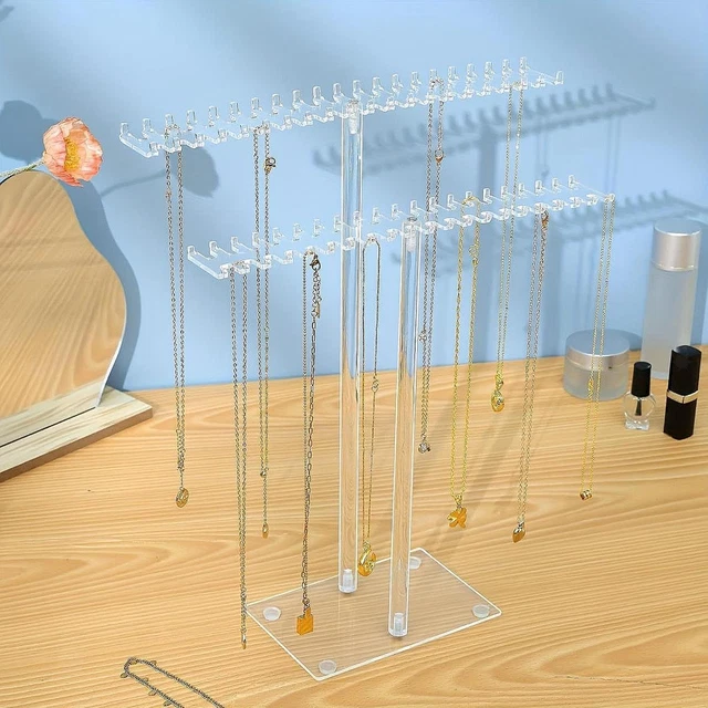 Plateaux Organisateurs à Bijoux PRETYZOOM - Lot De 4, Tissu Beige, Empilables - Pour Colliers, Bracelets, Boucles D'oreilles
