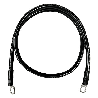 Marine Battery Cable, 2 AWG, Tinned Copper w/ Black PVC, 36" Length, 5/16" Lugs