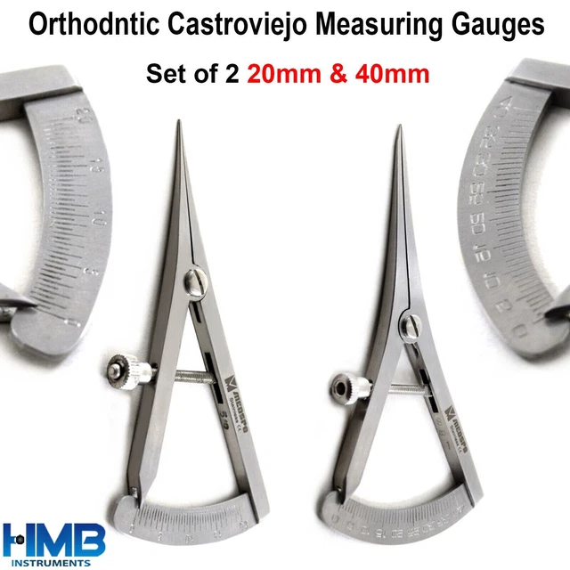 Dental Castroviejo Bone Caliper 40mm - 20mm Measuring Gauge Orthopedic Implant