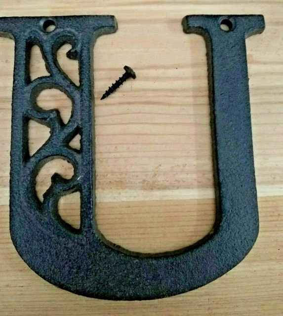 Alphabet House Letters U Antique Brown Cast Iron Metal Large 4.5" Indoor Outdoor