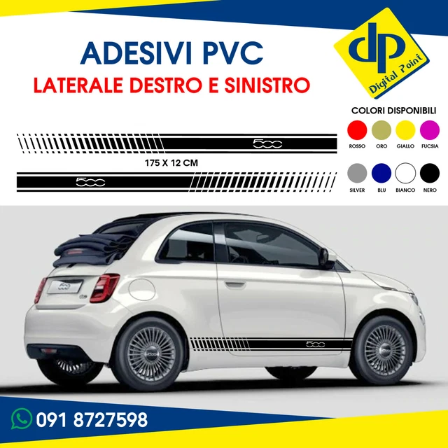 3 Strisce adesive fiancate laterali Fiat 500 ABARTH tricolore scuderia italia