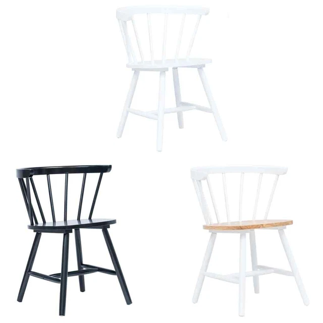 2/4x Dining Chairs Solid Wood Rubber Side Chair Dining Room Black/White vidaXL