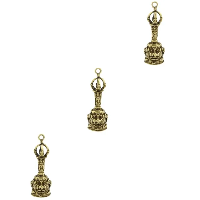 3 Count Brass Buddhist Antique Buddha Ornaments Metal Hanging Bell