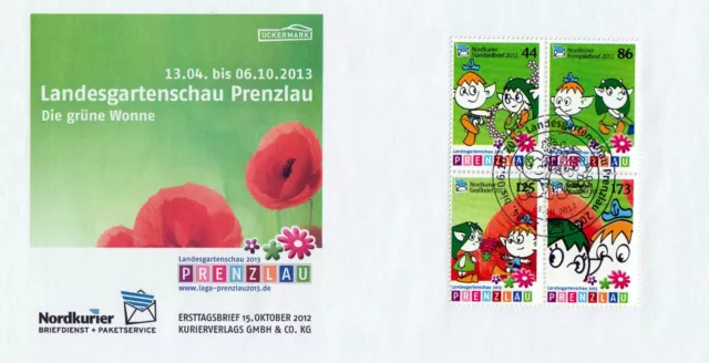 Deutsche Privatpos - Nordkurier - Landesgartenschau Prenzlau- Ersttagsbrief 2012