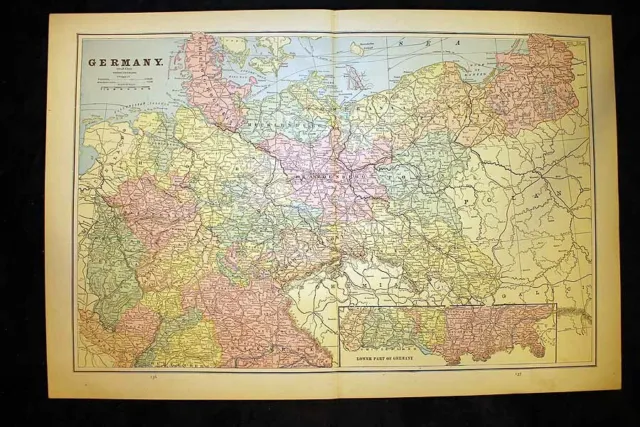 Antique Map Germany 1889 or Italy and Greece