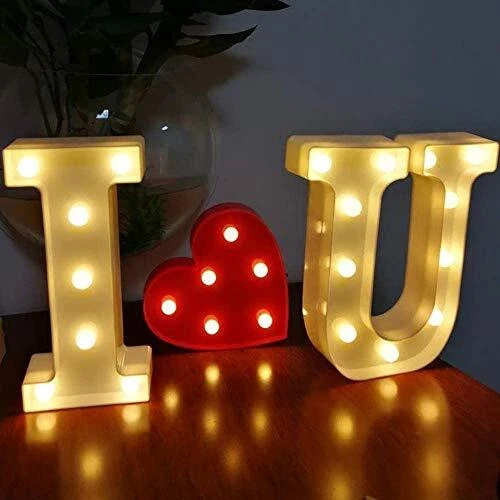 LED Light Up Letter IOU Valentine Gift - Light Up I Love You Sign with Warm