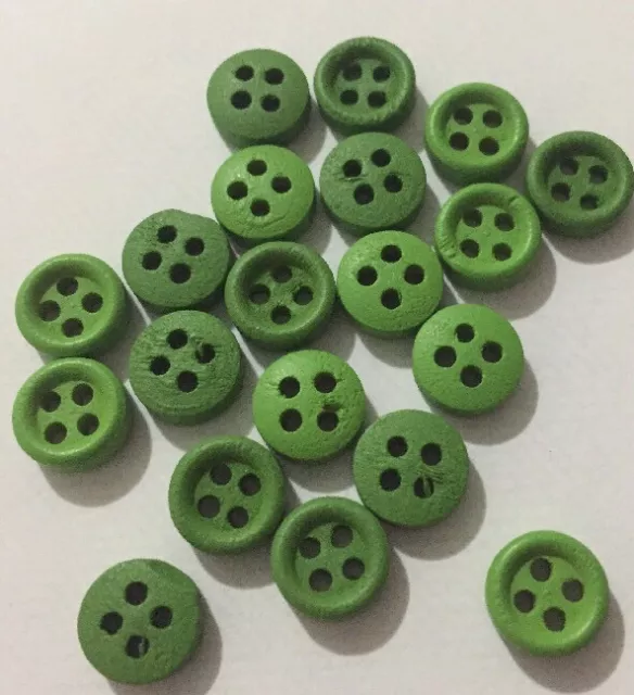 20 X Green 9mm Four Hole Wooden Buttons- Australian Supplier