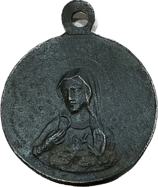 Médaille Religieuse Ronde Saint Martha (Sainte Marthe) En Argent Fin - Occasion En Bel état