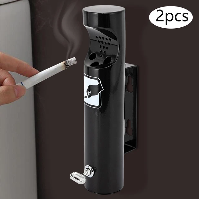 2 Set Outdoor Ashtray Wall Mounted Smoking Cigar Cigarette Butts Receptacle