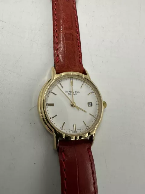 Raymond Weil Used Ladies Gold  Watch 5343 Leather Strap Circa 1990’s Never Worn