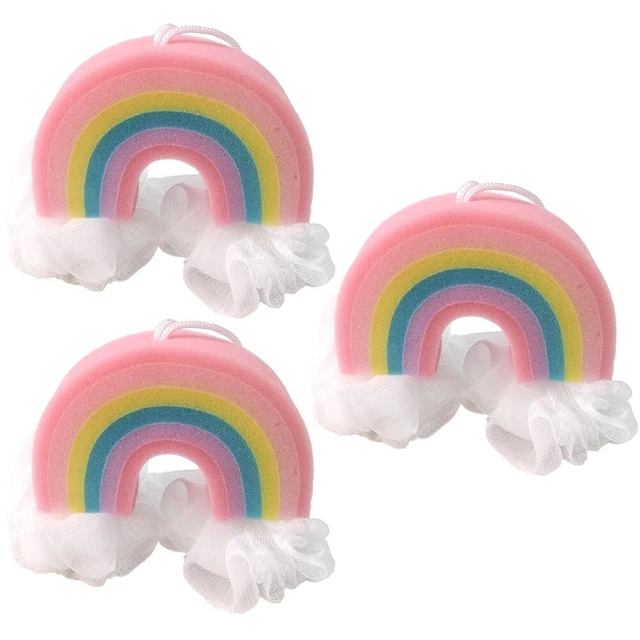 3pcs Dusche Loofah Peeling Badekugel Regenbogenform Körperwäsche