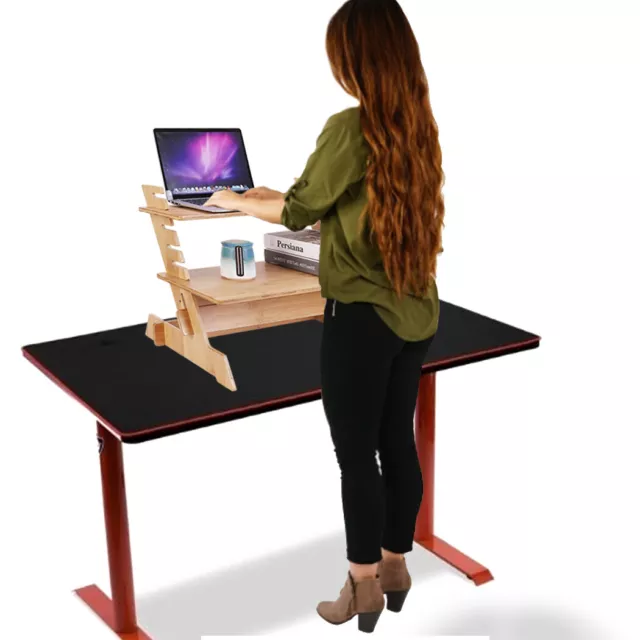 Extra Wide Standing Desk Converter Height-Adjustable Sit-stand Table Laptop Tray 3