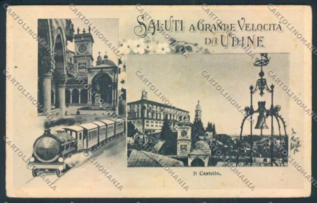 Udine Città Saluti da Treno PIEGA cartolina MV9467