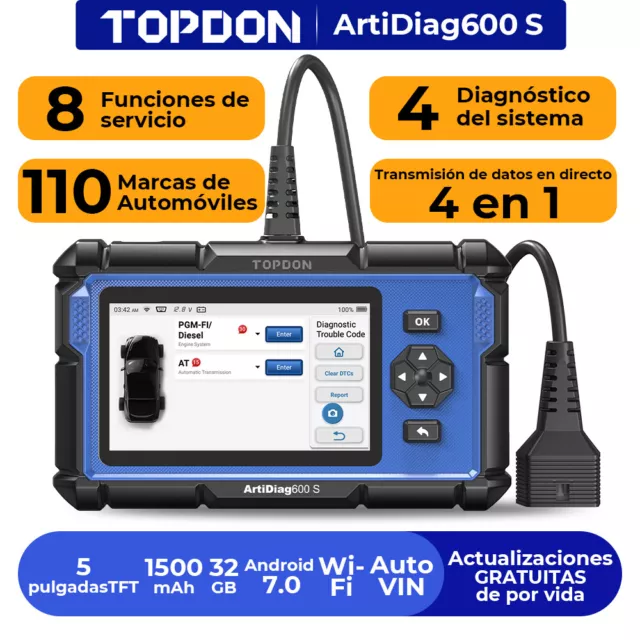 TOPDON AD600 S profesional OBD2 dispositivo de diagnóstico del coche 4 funciones