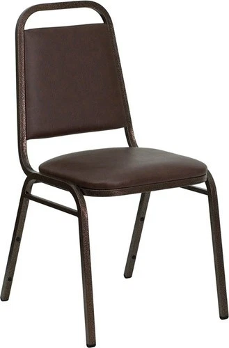 10 PACK Banquet Chair Brown Vinyl Restaurant Chair Trapezoidal Back Stacking