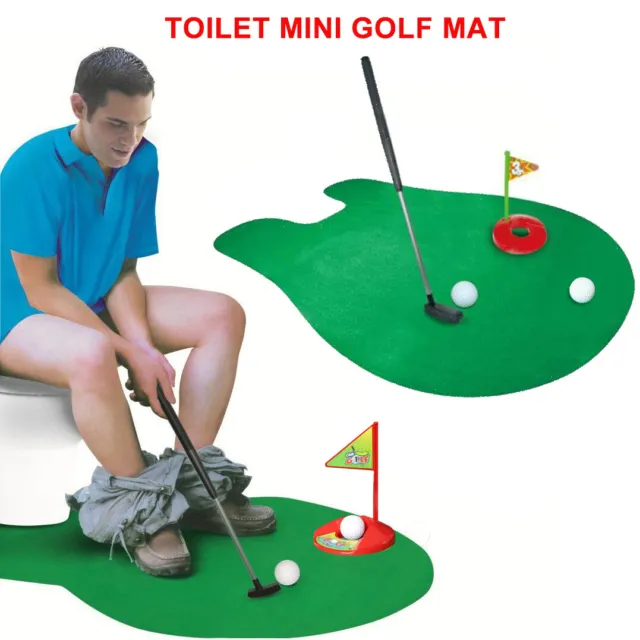 Toilet Mini Golf Mat Toy Unusual Joke Prank Game With Putter Xmas Gift Novelty