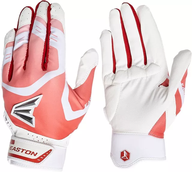 Easton Womens Fastpitch Gametime Elite Dfs Batting Gloves Adult Small White/Red