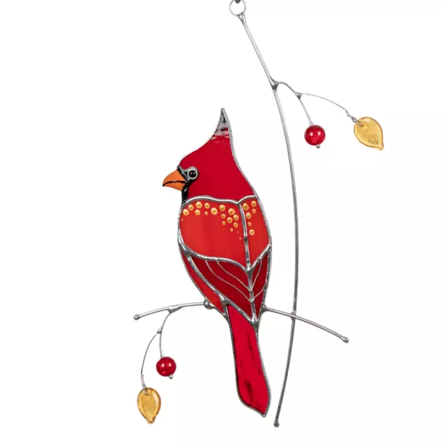 СHRISTMAS Gift Cardinal Stained Glass Bird Suncatcher  Cardinal Window Hanging