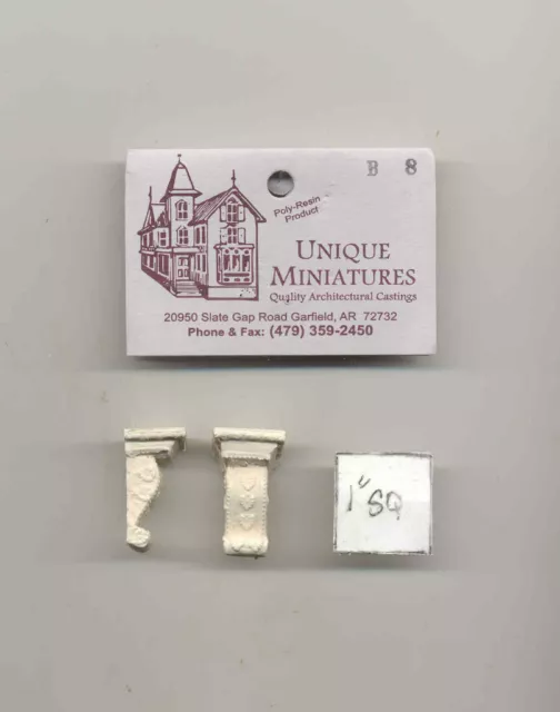 Bracket  "carved plaster" UMB8 dollhouse poly-resin 2pc corbel Unique Miniatures
