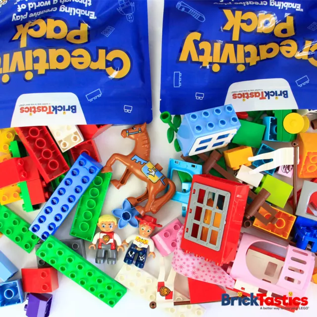 Duplo (Lego) 1Kg (65Pc's!) Kids Creativity Packs Bulk + X2 Figs & Animal