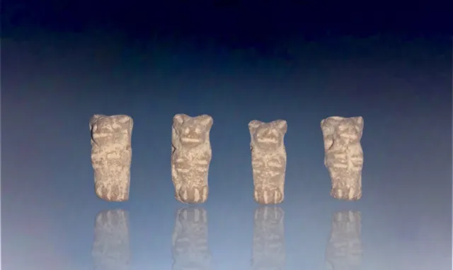4 cuentas/colgantes de efigie fetiche de piedra taína nativa precolombina tallada