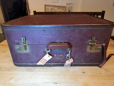 Vintage Hardcase Suitcase Luggage - "Kleber" From Pittsburgh Red/Brown