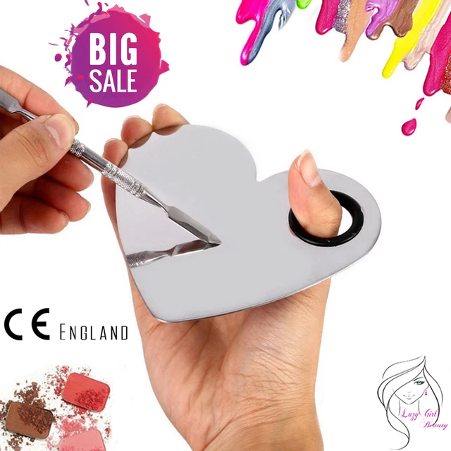 Pro Stainless Steel Love Heart Makeup Eye Nail Mixing Palette Spatula Tool UK