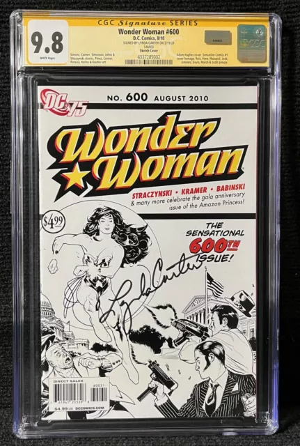 Wonder Woman 600 1:75 RI Hughes Sketch Variant Signed by Lynda Carter CGC SS 9.8