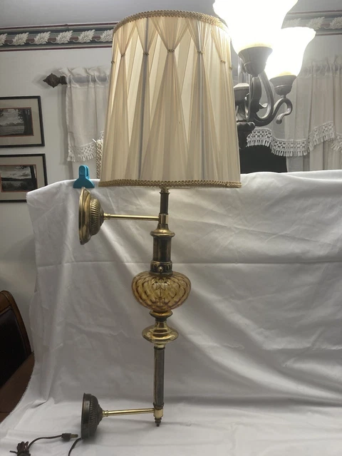 Vintage Mid century modern brass light Wall Mount Lamp Italy Glass amber Shade Vintage Mid century modern brass light Wall Mount Lamp Italy Glass amber Shade