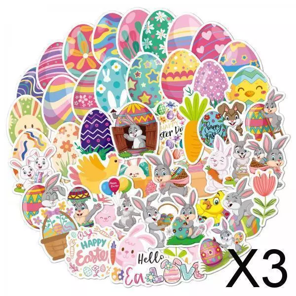 3X Easter Stickers Crafts Easter Egg Decals for Laptop Water Bottles Gifts Tags
