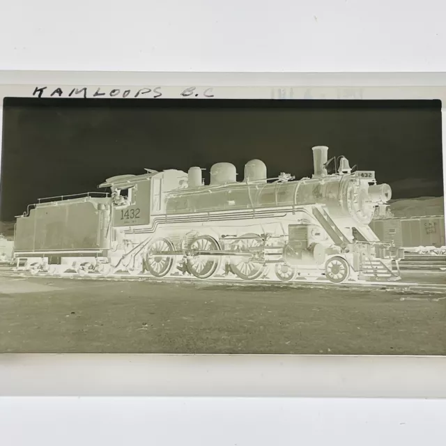 Original Negative Canadian National Railway CNR #1432 4-6-0 Kamloops, BC 7/53