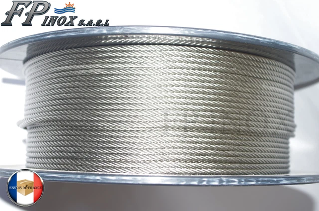 Rouleau de 100M Cable 3mm inox 316  7x19  Soit 133 Fils inox A4