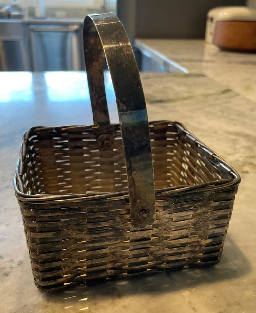 Vintage F. B. ROGERS SILVER CO. Small Woven Silver Plate Basket