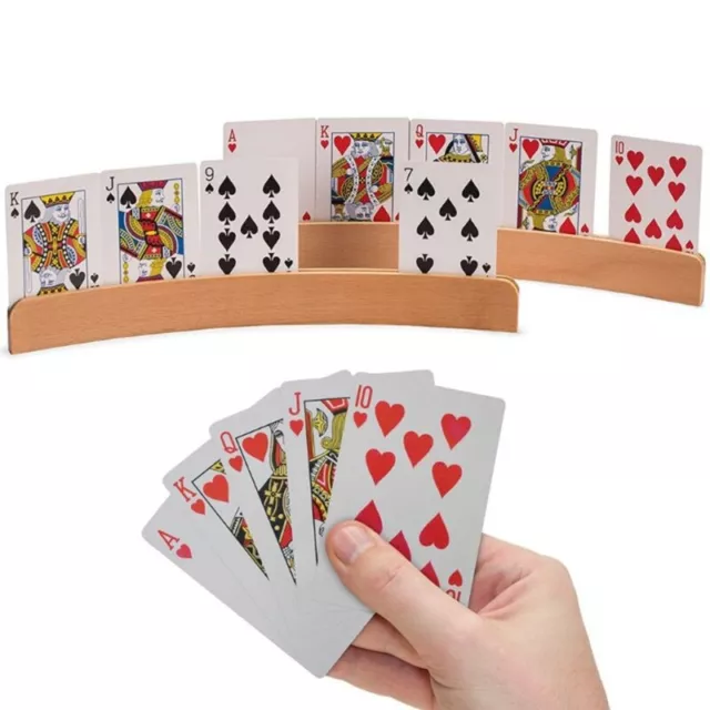 2PCS Playing Card Holder Poker Card Wooden Holder Kids Tabletop Game Card Stand