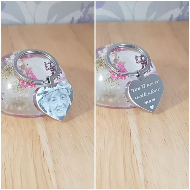 Memorial Gift Photo Engraved Heart Keyring, In Loving Memory, Miscarriage