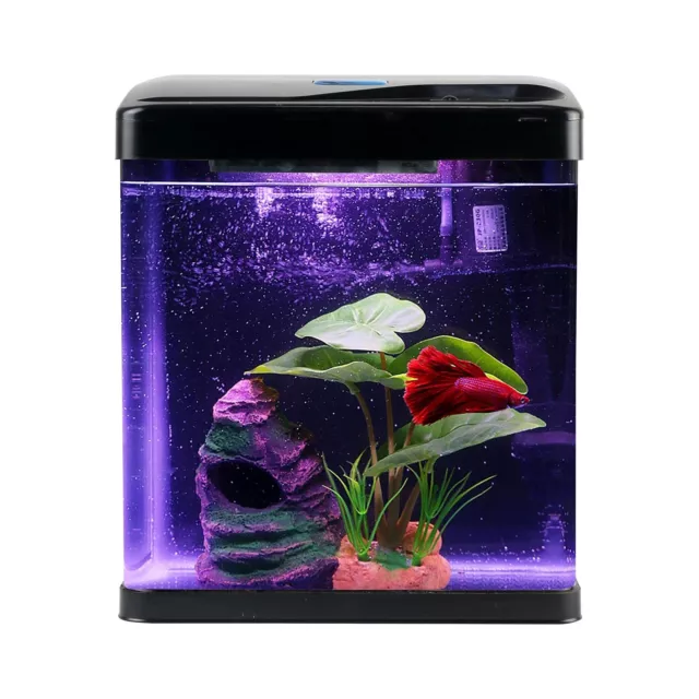 Betta Fish Tank Self Cleaning Glass 2 Gallon Small Nano Aquarium Starter Kits...