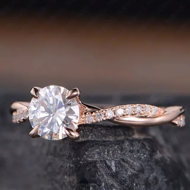 Solid Real 14K Rose Gold 2.50ct Round Lab Created HPHT Diamond Engagement Ring 2