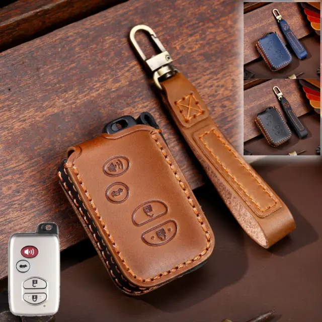 Genuine Leather Car Smart Key Fob Case Cover For Toyota Avalon Highlander Camry