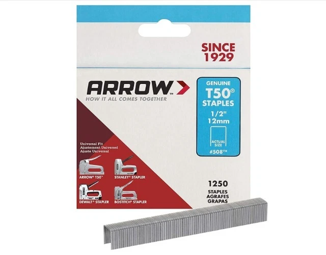 Arrow 508 Heavy Duty T50 1/2-Inch Staples for Upholstery, Construction
