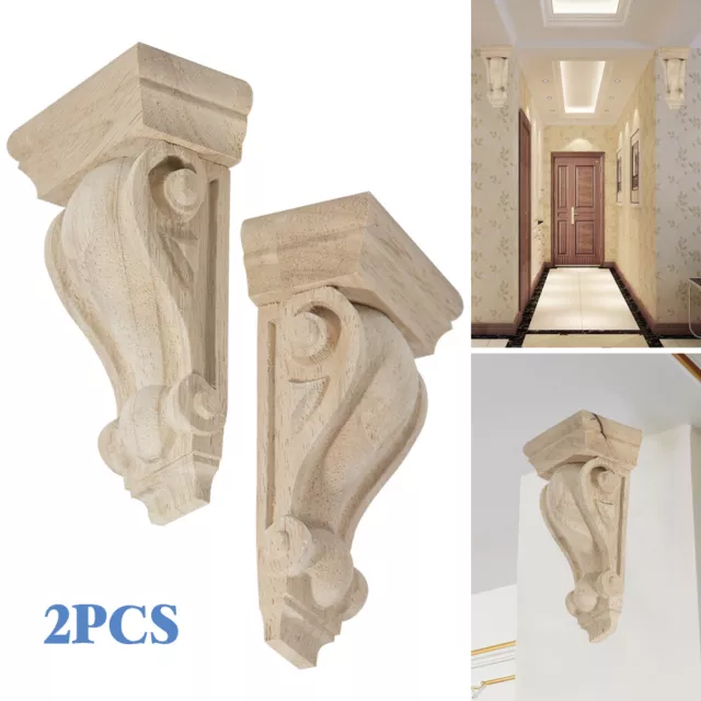 2 X Corbels Wooden Corbel Wood Timber Carved Corner Supports Raw！