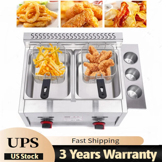 Countertop Gas Fryer,Commercial Deep Fryer 2 Basket Propane LPG Stainless Steel